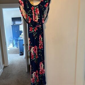 Floral Maxi Dress with Ruffle Sleeves